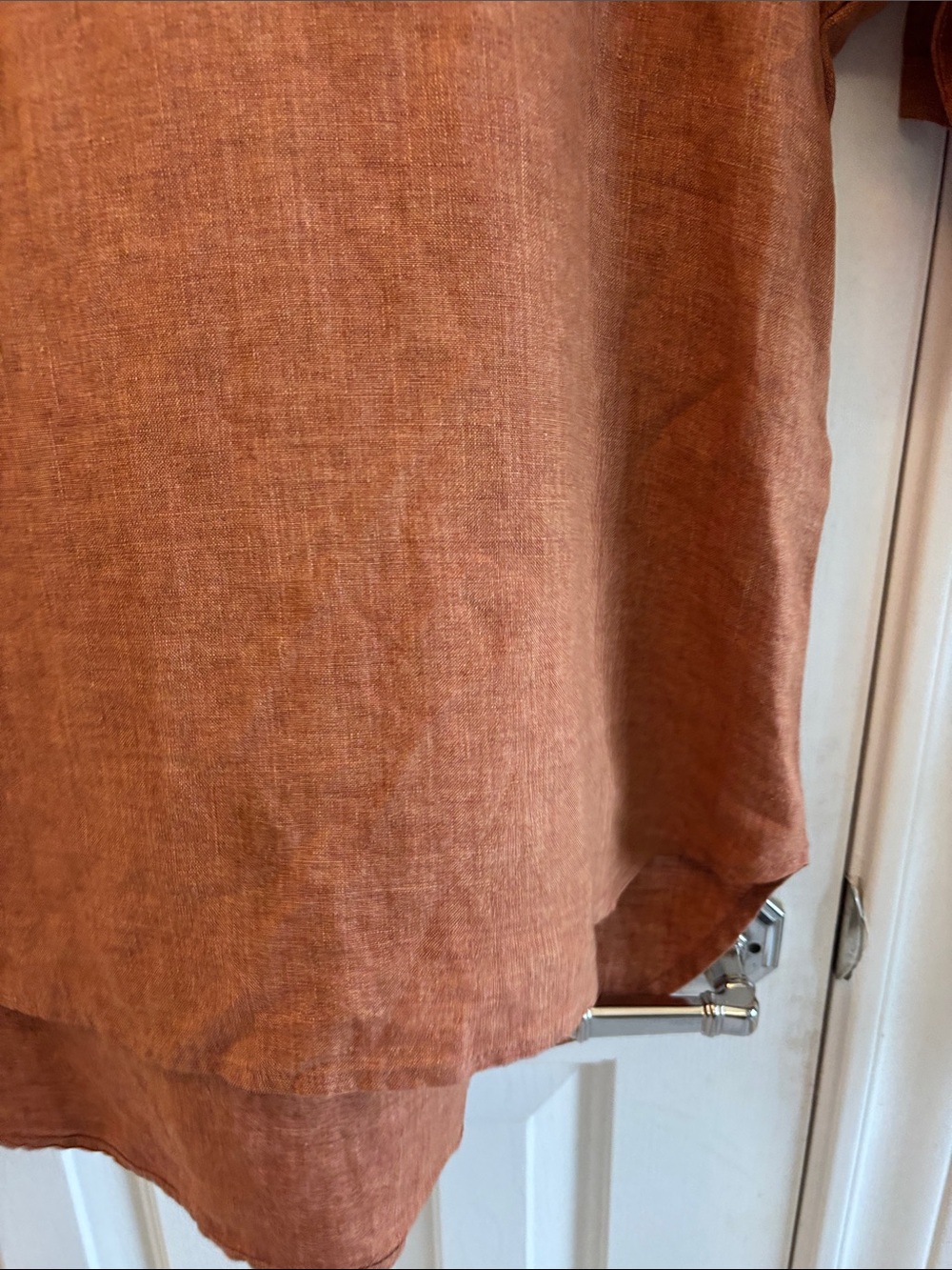 Eileen Fisher Rust Linen Boxy Short-Sleeve Top - Picture 6 of 8